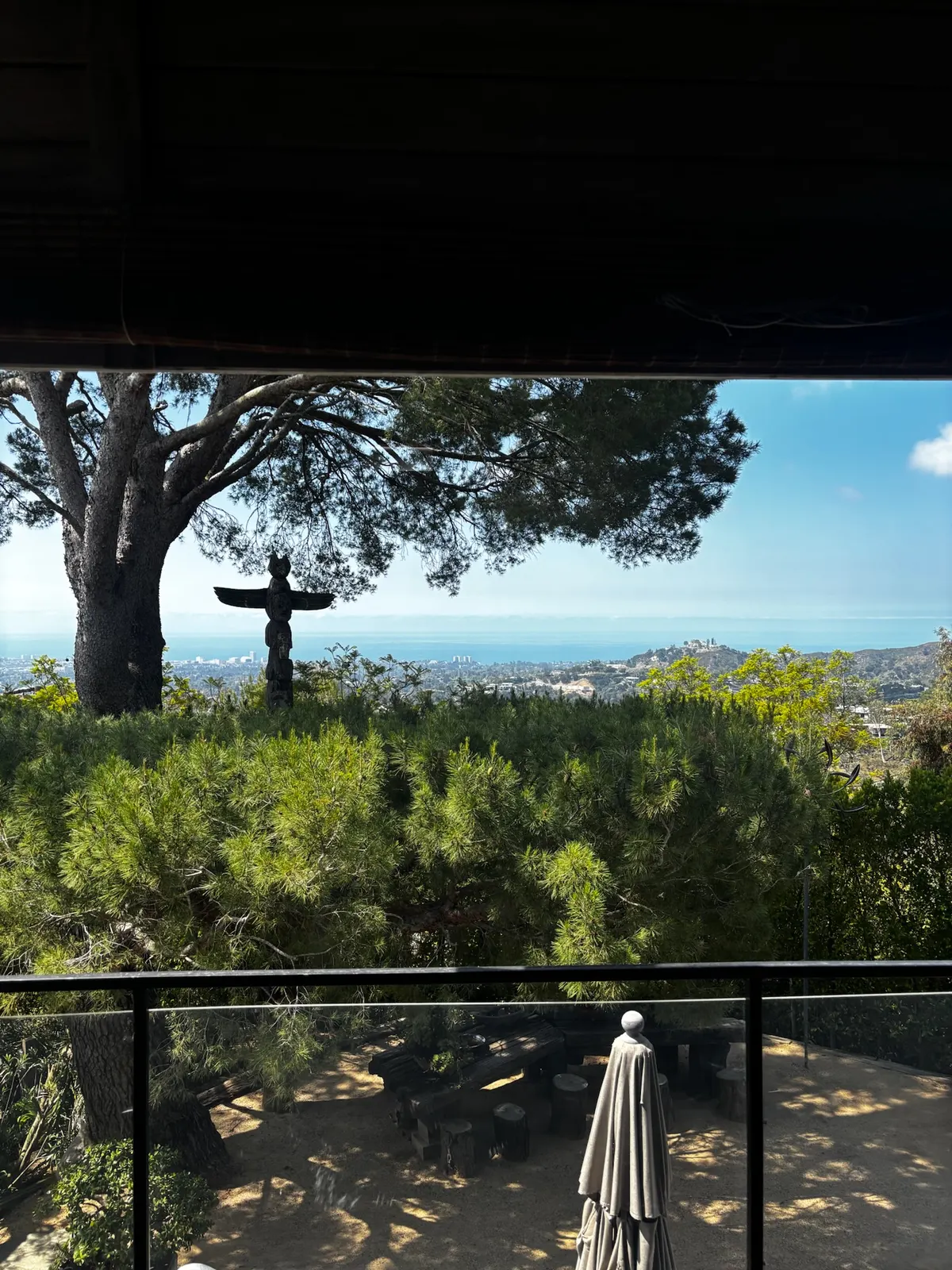 A clear ocean and canyon view through freshly cleaned glass